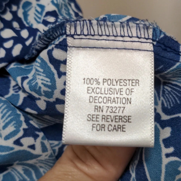 Croft & Barrow Women's Blue and White Floral 3/4 Length Sleeves Blouse Size 3X - Picture 3 of 8